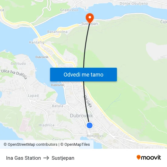 Ina Gas Station to Sustjepan map