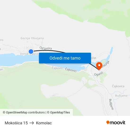 Mokošica 15 to Komolac map