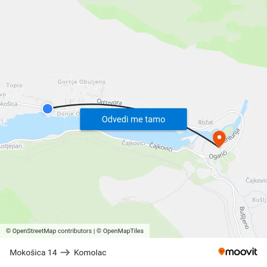 Mokošica 14 to Komolac map