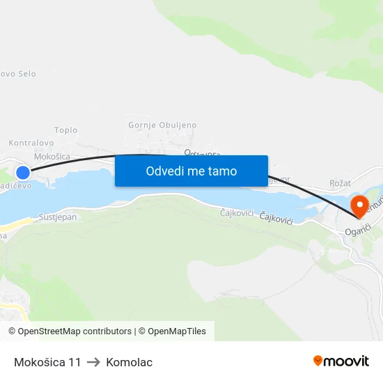 Mokošica 11 to Komolac map