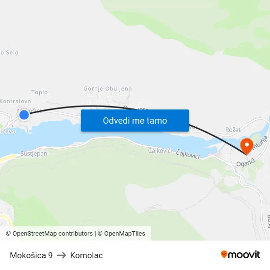 Mokošica 9 to Komolac map