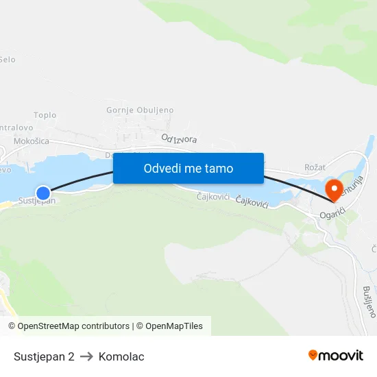Sustjepan 2 to Komolac map