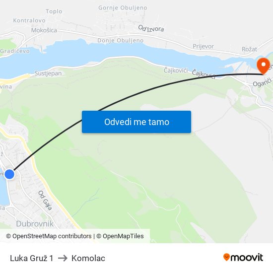 Luka Gruž 1 to Komolac map