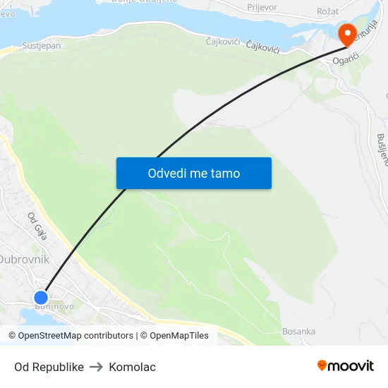 Od Republike to Komolac map