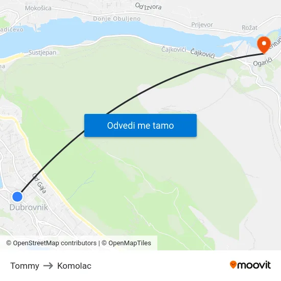 Tommy to Komolac map
