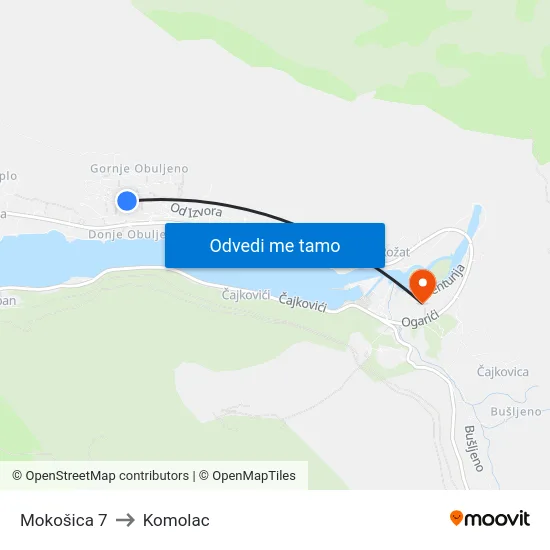 Mokošica 7 to Komolac map
