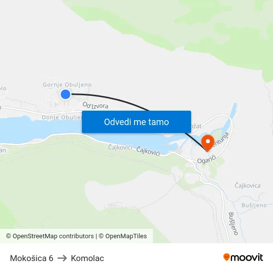 Mokošica 6 to Komolac map