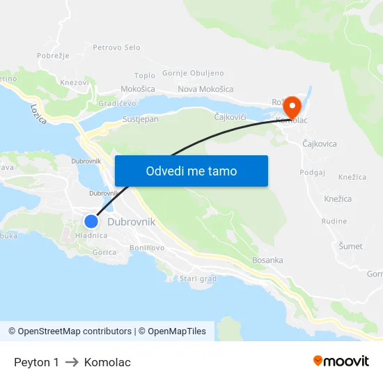 Peyton 1 to Komolac map