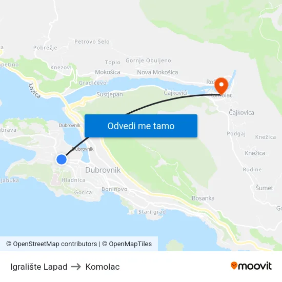 Igralište Lapad to Komolac map