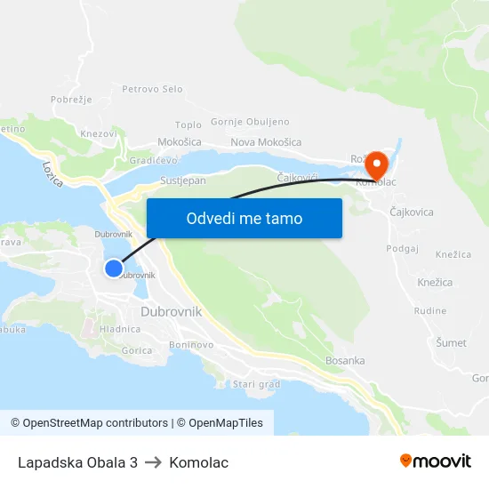 Lapadska Obala 3 to Komolac map