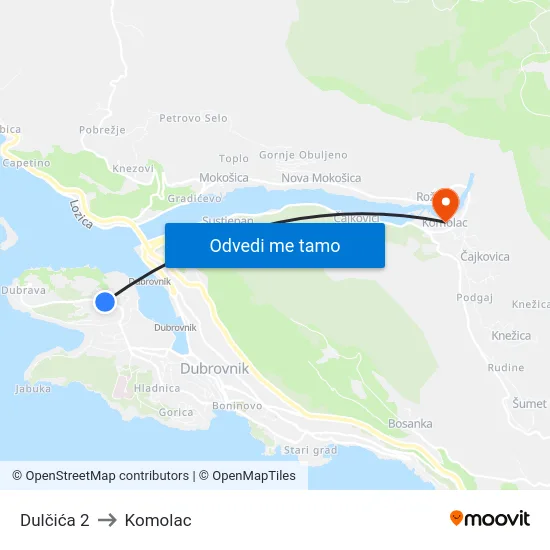 Dulčića 2 to Komolac map