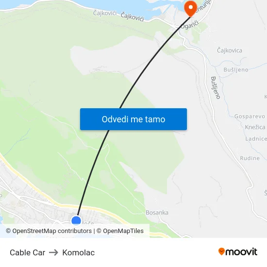 Cable Car to Komolac map