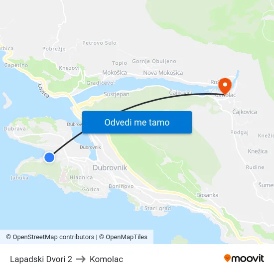 Lapadski Dvori 2 to Komolac map