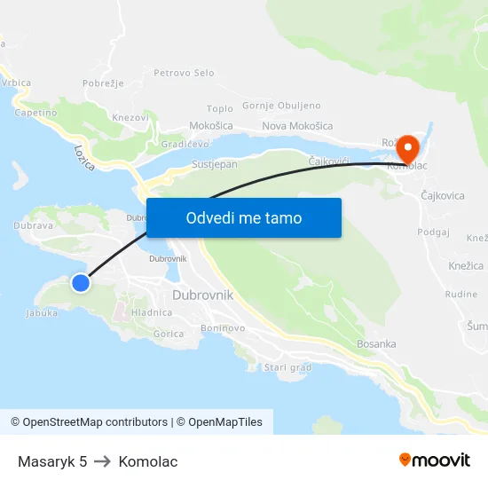 Masaryk 5 to Komolac map
