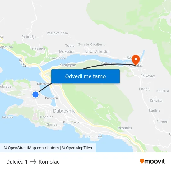 Dulčića 1 to Komolac map