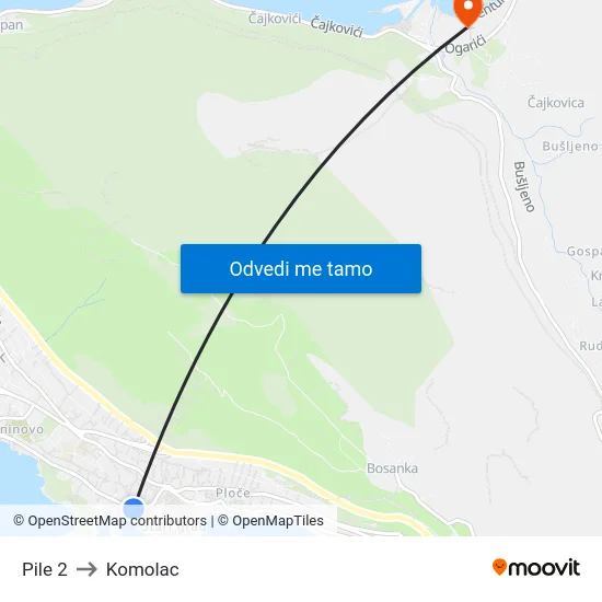 Pile 2 to Komolac map