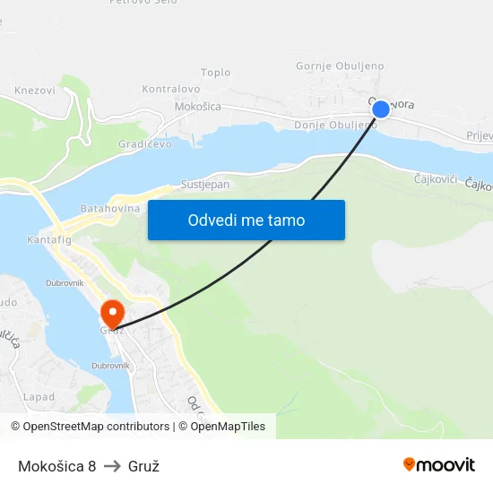 Mokošica 8 to Gruž map