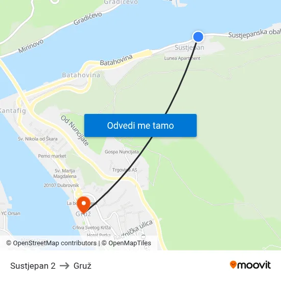 Sustjepan 2 to Gruž map