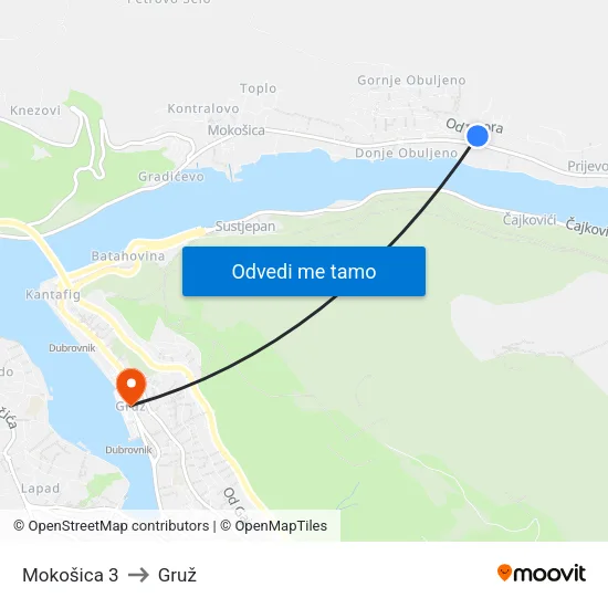 Mokošica 3 to Gruž map
