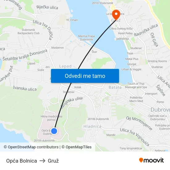 Opća Bolnica to Gruž map