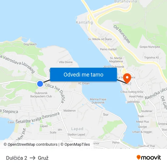 Dulčića 2 to Gruž map