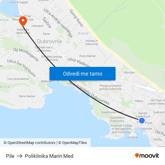 Pile to Poliklinika Marin Med map