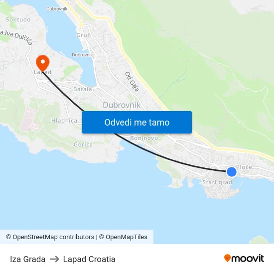 Iza Grada to Lapad Croatia map