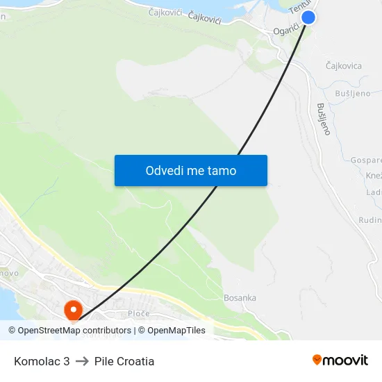 Komolac 3 to Pile Croatia map