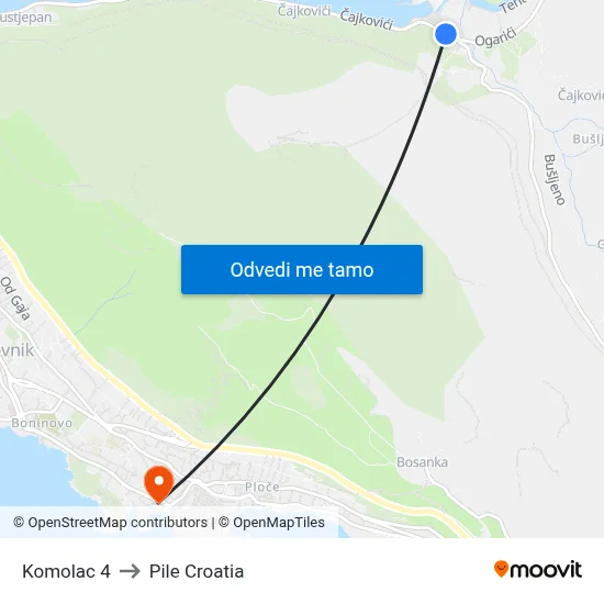 Komolac 4 to Pile Croatia map