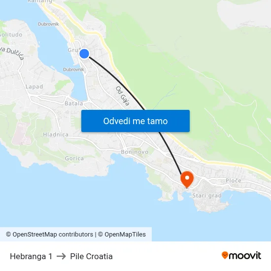 Hebranga 1 to Pile Croatia map