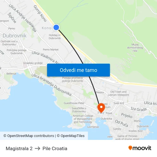 Magistrala 2 to Pile Croatia map