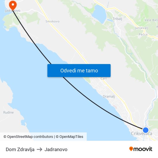 Dom Zdravlja to Jadranovo map