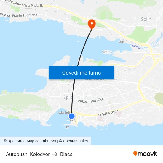 Autobusni Kolodvor to Blaca map