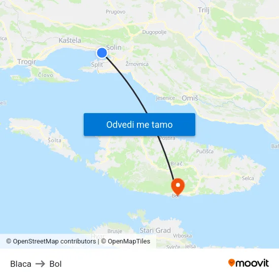 Blaca to Bol map