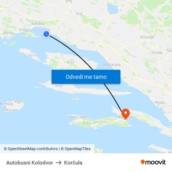 Autobusni Kolodvor to Korčula map