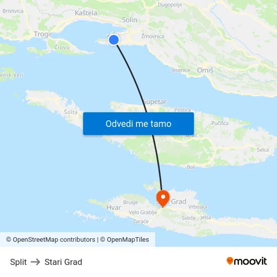 Split to Stari Grad map