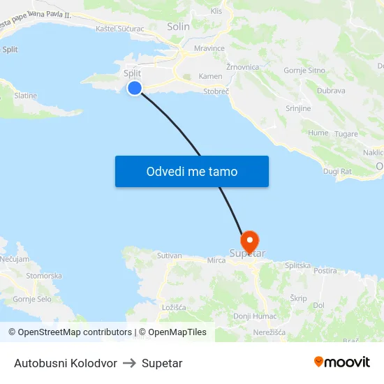 Autobusni Kolodvor to Supetar map
