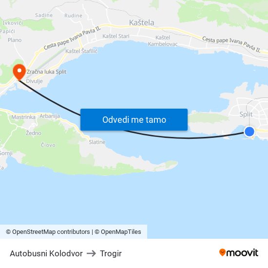 Autobusni Kolodvor to Trogir map