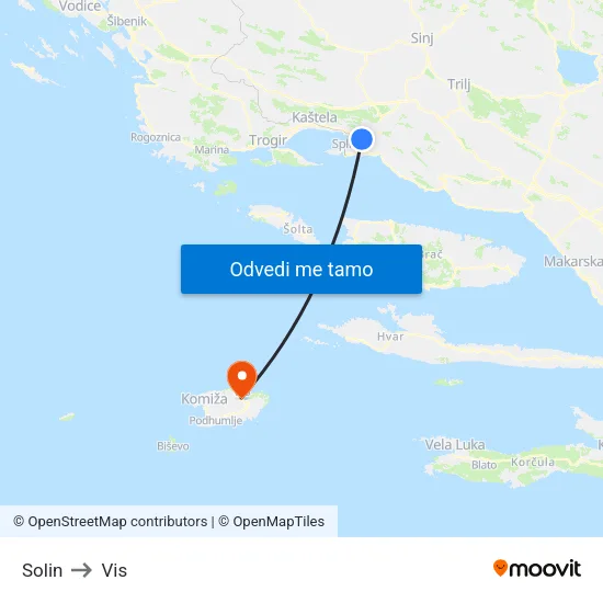 Solin to Vis map