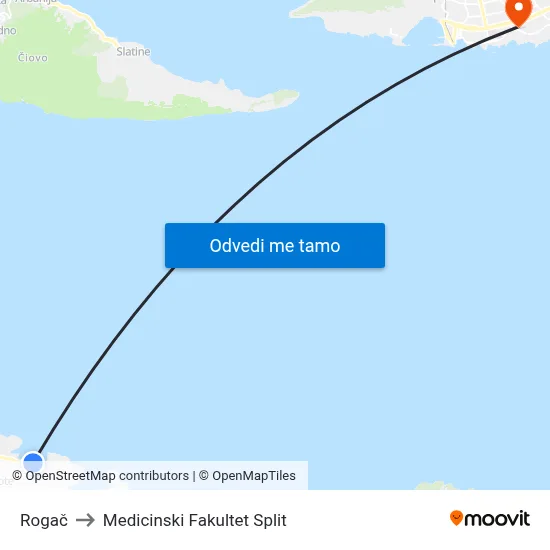 Rogač to Medicinski Fakultet Split map