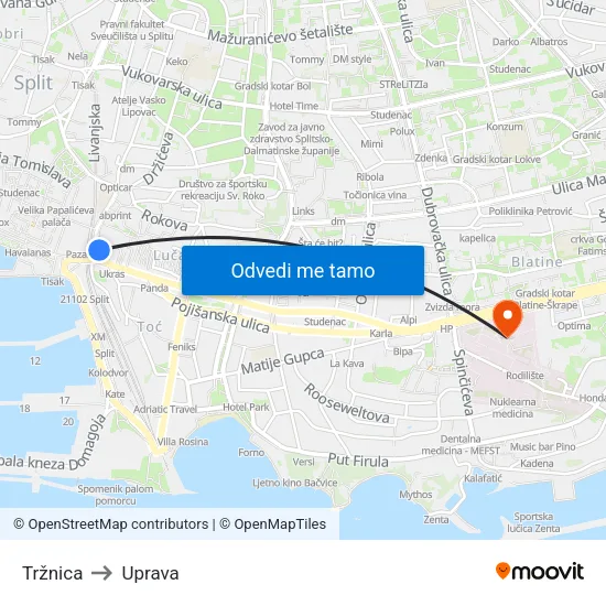 Tržnica to Uprava map