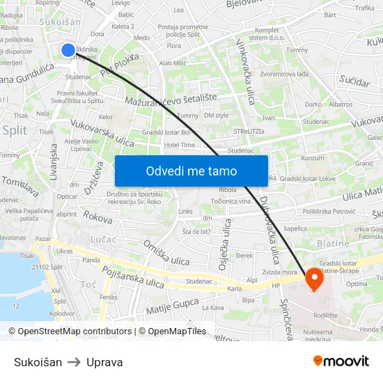 Sukoišan to Uprava map