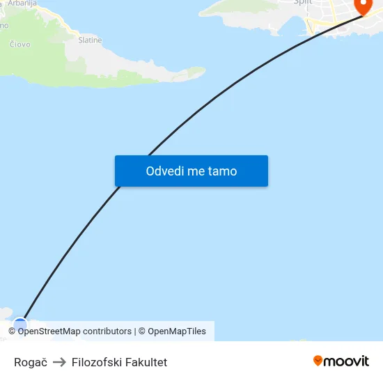 Rogač to Filozofski Fakultet map