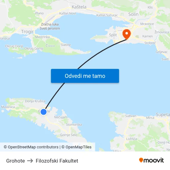 Grohote to Filozofski Fakultet map