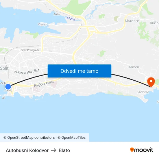 Autobusni Kolodvor to Blato map