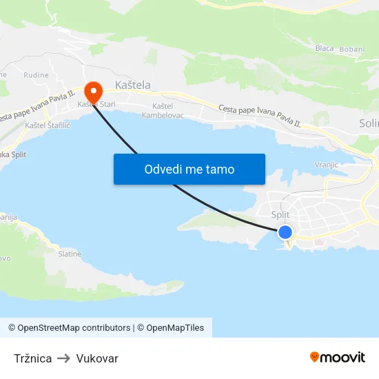 Tržnica to Vukovar map