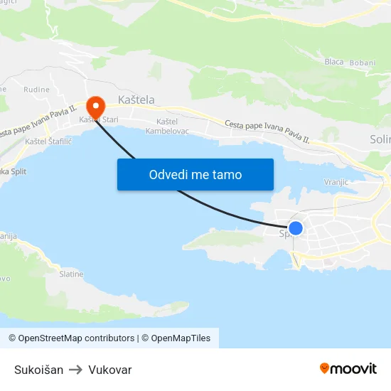 Sukoišan to Vukovar map