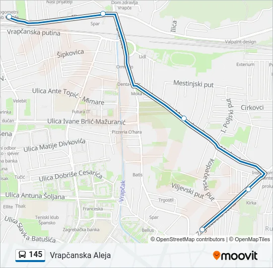 145 Bus Line Map