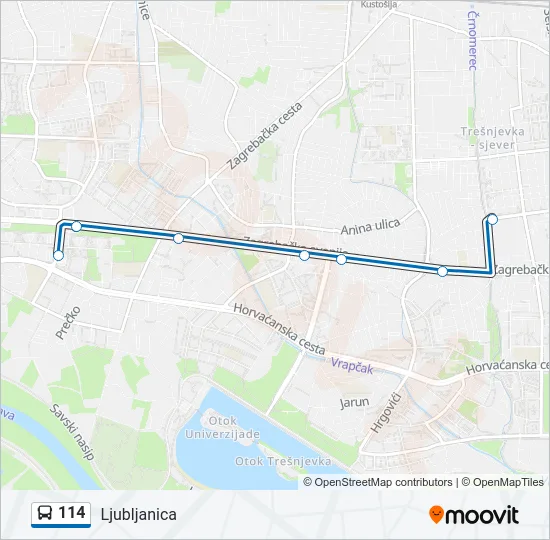 114 Bus Line Map