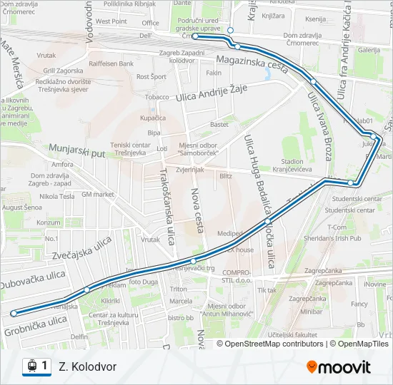 1 Light Rail Line Map